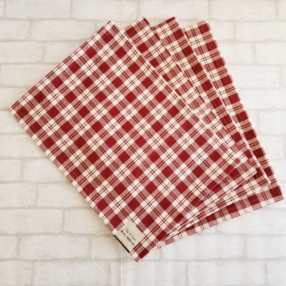 Park B. Smith Dining Park B Smith Placemats Plaid Dark Red Ivory